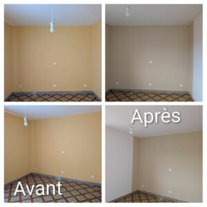 Impression / Enduit 2 passes / sous couche / Mise en peinture deux couches de finition teinte Chouquette de chez Zolpan